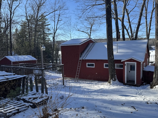 view of snow covered exterior