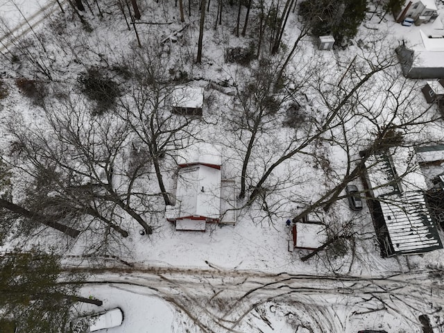 view of snow covered property