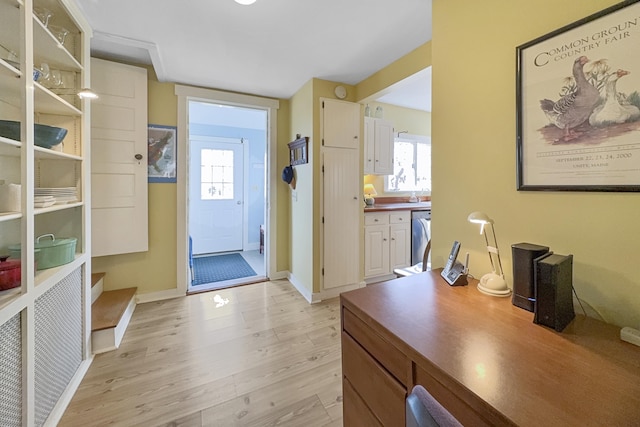 doorway to outside featuring light wood-type flooring