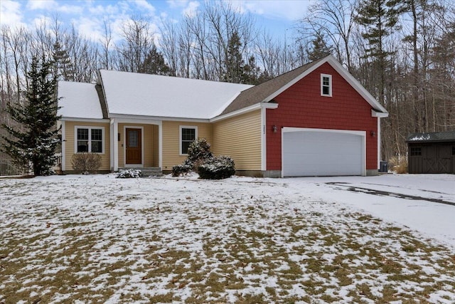 view of front of property with a garage