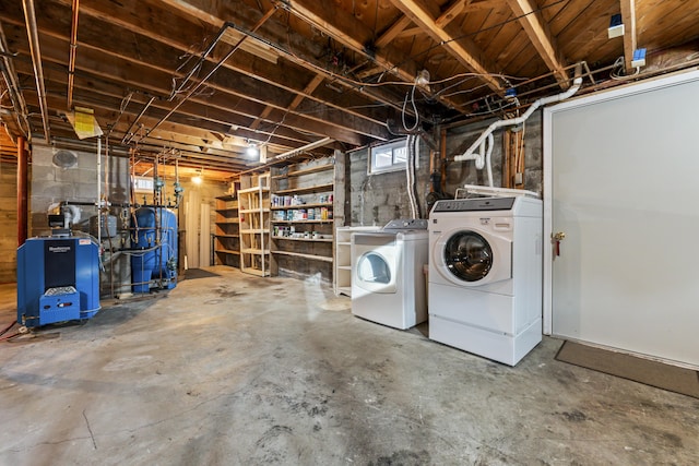 basement with washer and dryer