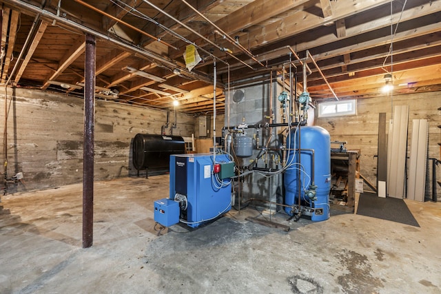 basement featuring electric panel