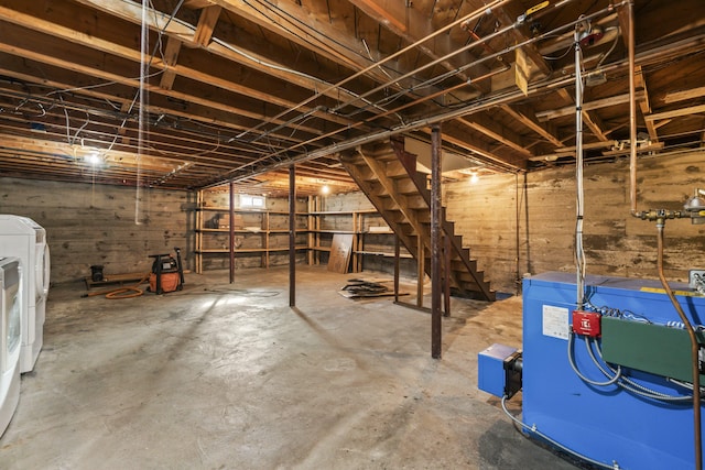 basement with washer and dryer