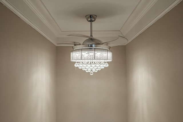 details with crown molding and a notable chandelier