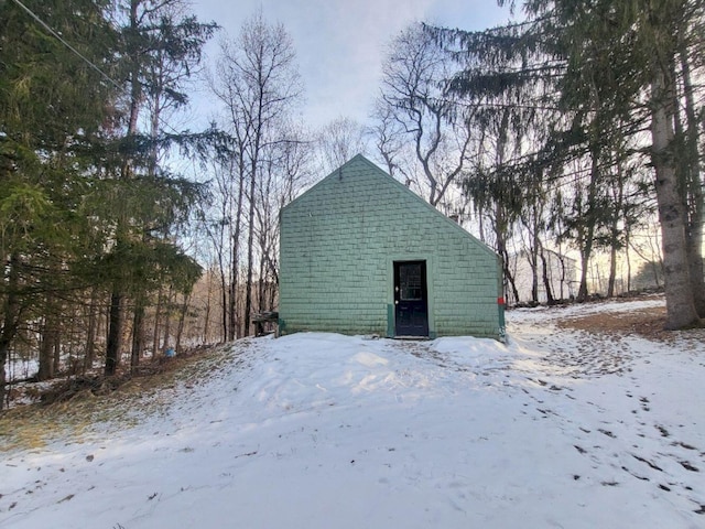 view of snow covered structure