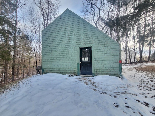 view of snow covered structure