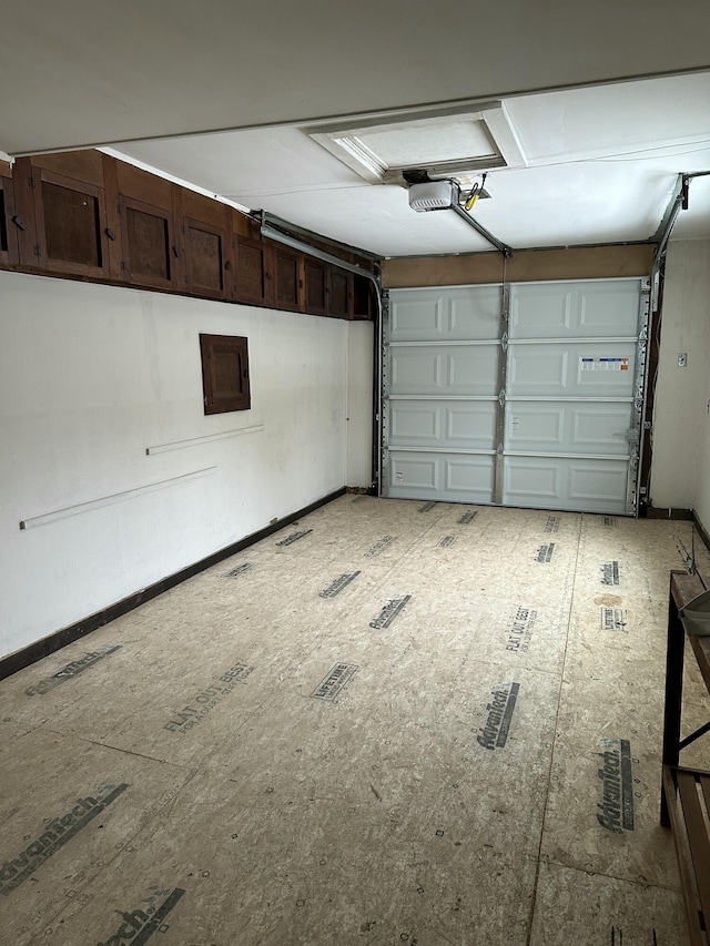 garage with a garage door opener