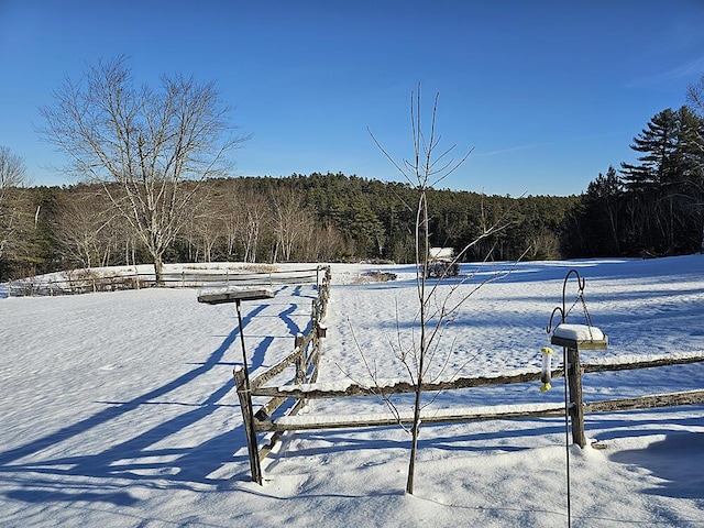 view of yard covered in snow