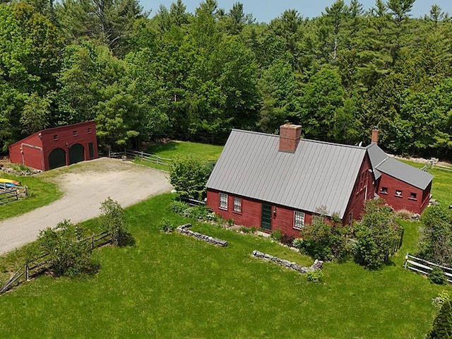 99 Angier Rd, Alna, ME 04535 - aerial view of property and surrounding area with a heavily wooded area