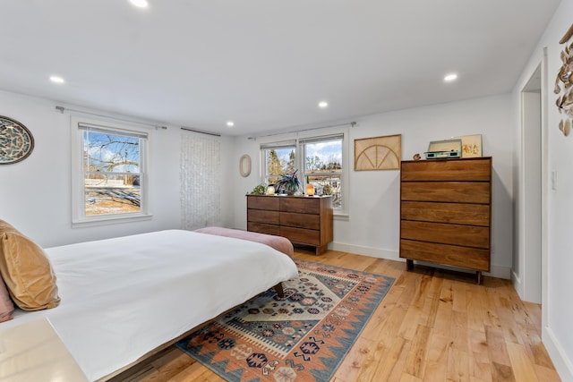 bedroom featuring light wood-type flooring