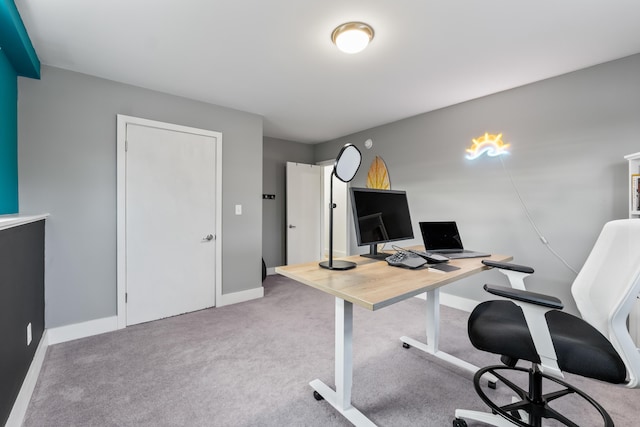 view of carpeted home office