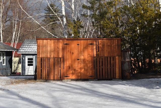 view of snow covered structure