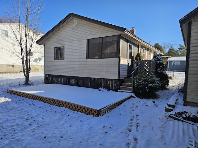 view of snowy exterior