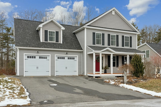 front of property with a porch and a garage