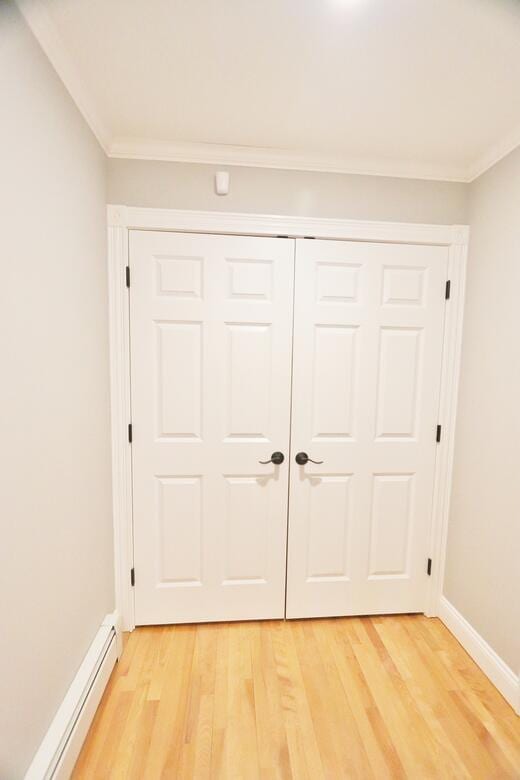 closet with baseboard heating