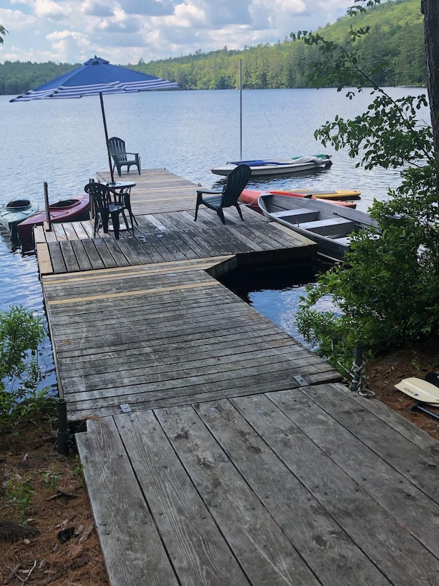 view of dock featuring a water view