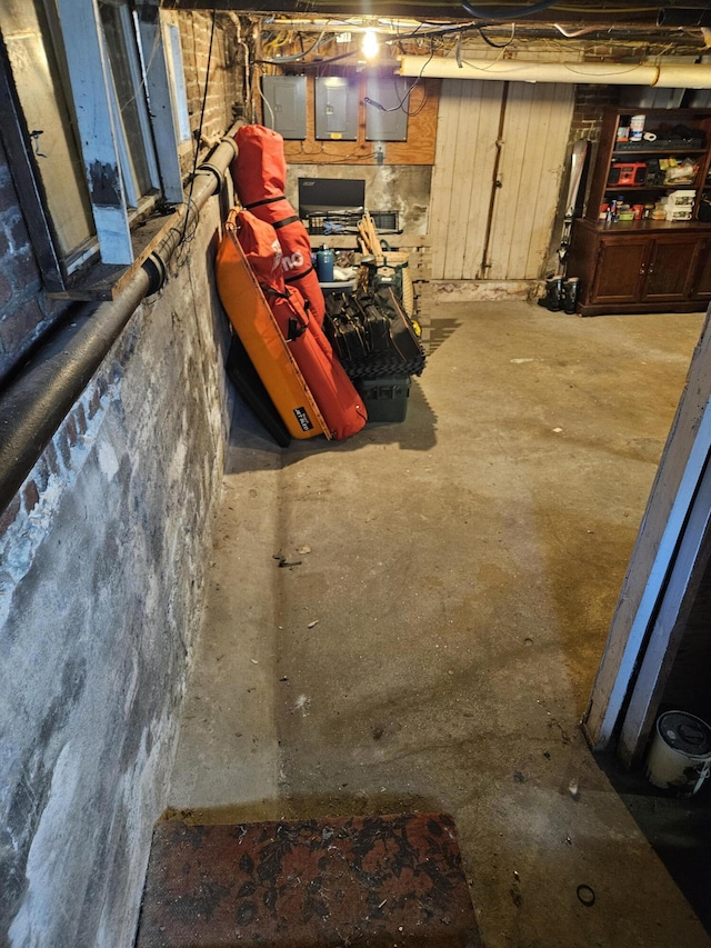 basement with electric panel