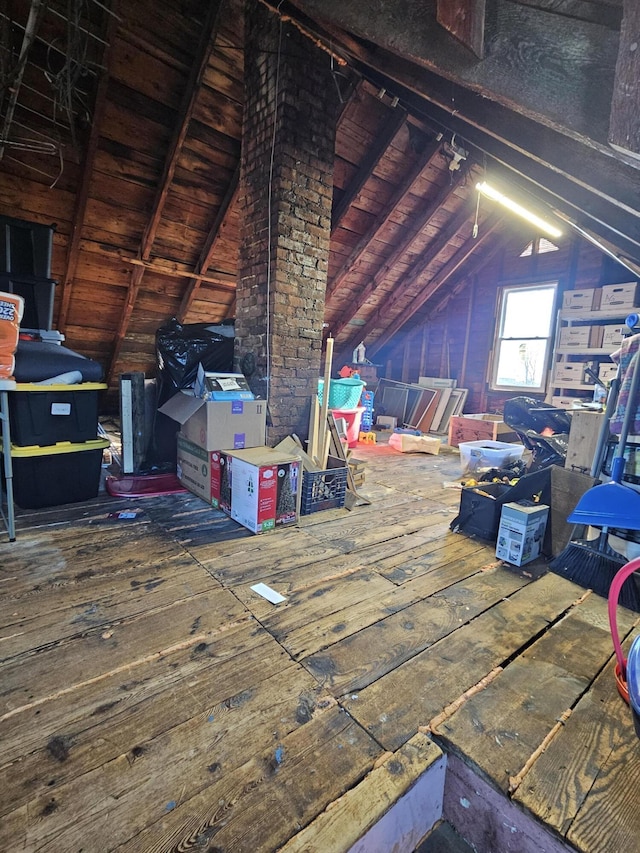 view of unfinished attic