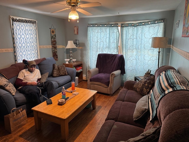 10 Russ St, Caribou, ME 04736 - living room featuring ceiling fan and wood finished floors