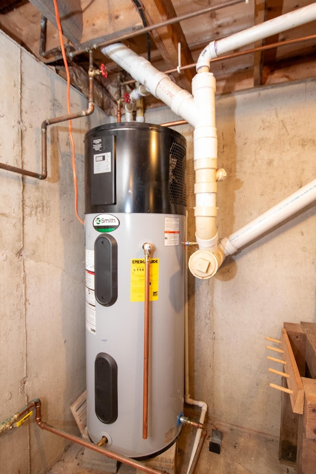 utility room with water heater