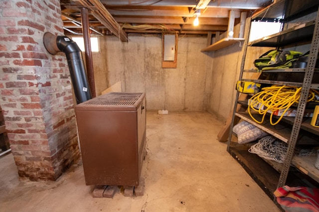 basement with electric panel