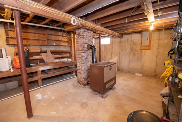 basement with electric panel