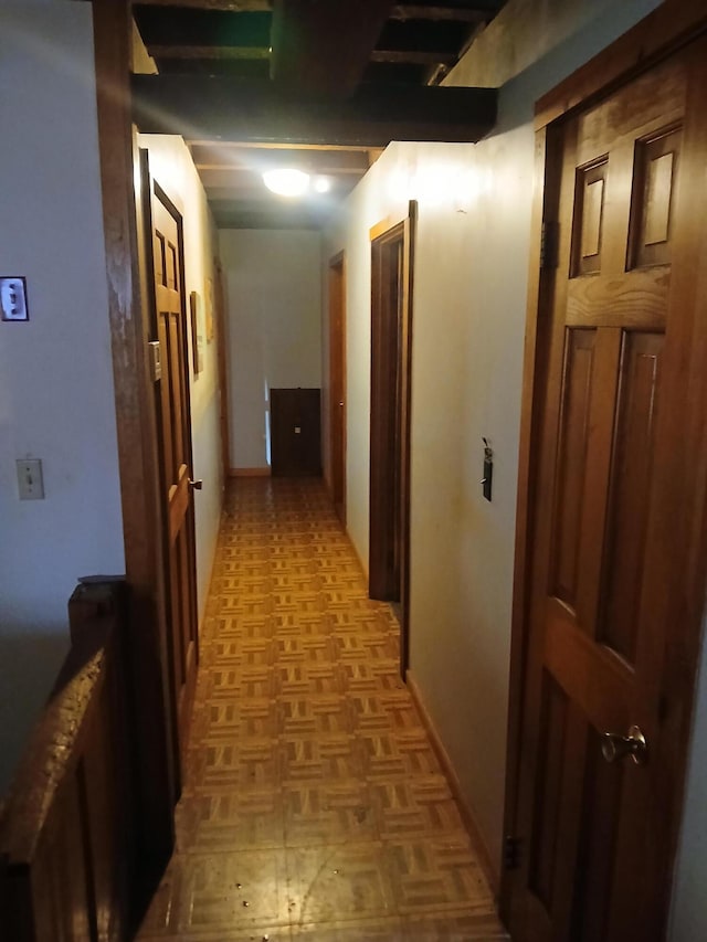 hallway with light parquet floors