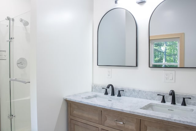 284 Flanders Pond Rd, Sullivan, ME 04664 - full bath featuring double vanity and a shower stall