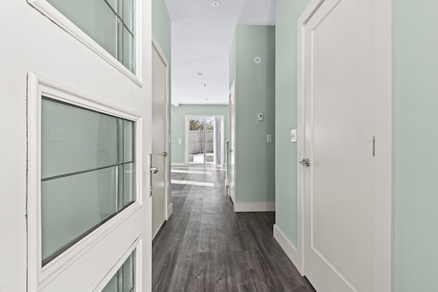 hallway featuring dark hardwood / wood-style flooring