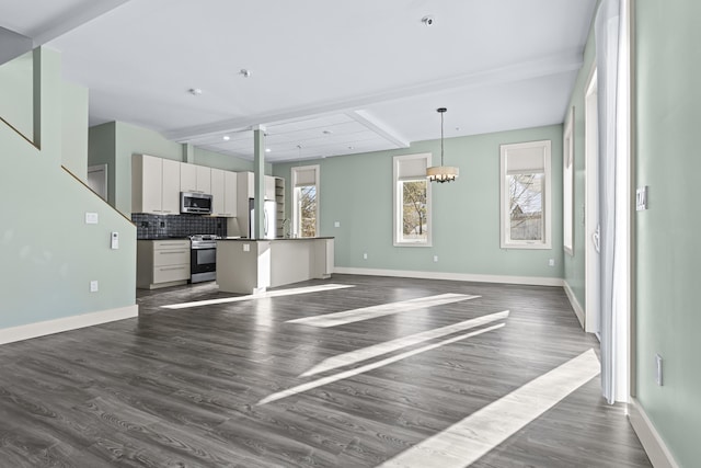 interior space with sink, dark hardwood / wood-style flooring, and a notable chandelier