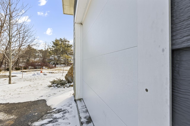 view of snow covered exterior