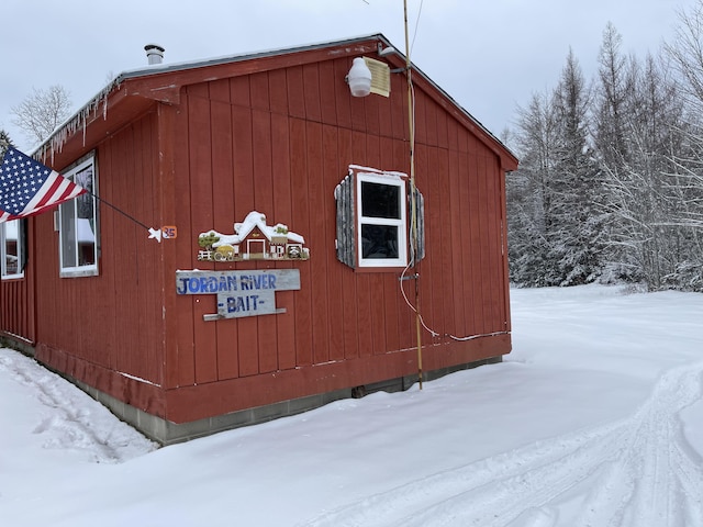 view of snow covered exterior