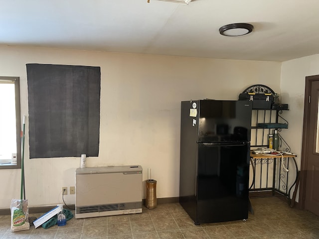 interior space featuring black refrigerator