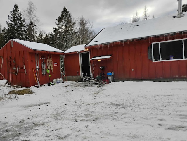 view of snow covered property