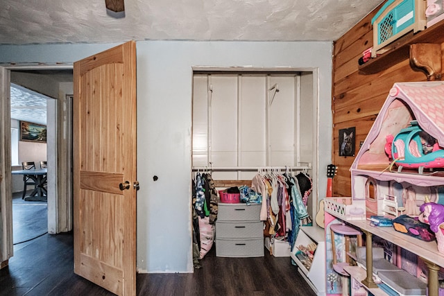 interior space with dark hardwood / wood-style floors