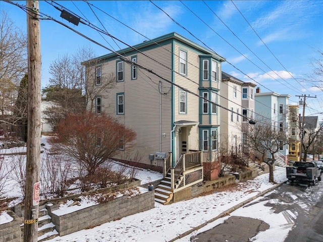 view of snow covered exterior