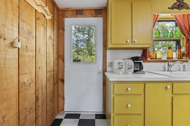 36 Storer Rd, Bremen, ME 04551 - washroom featuring tile patterned floors, wooden walls, and bar