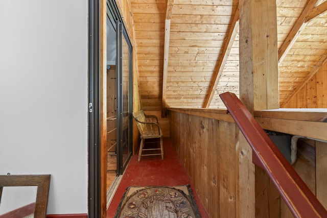 36 Storer Rd, Bremen, ME 04551 - staircase featuring wood ceiling