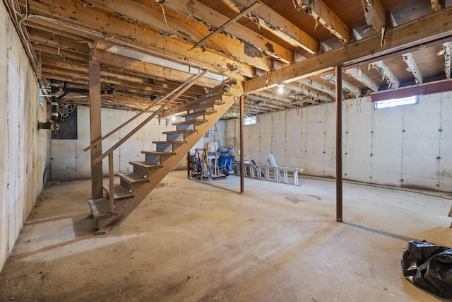 36 Storer Rd, Bremen, ME 04551 - below grade area featuring stairway