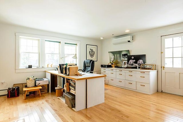 50 Peters Rd, Searsmont, ME 04973 - office area with a wall mounted AC and light wood finished floors