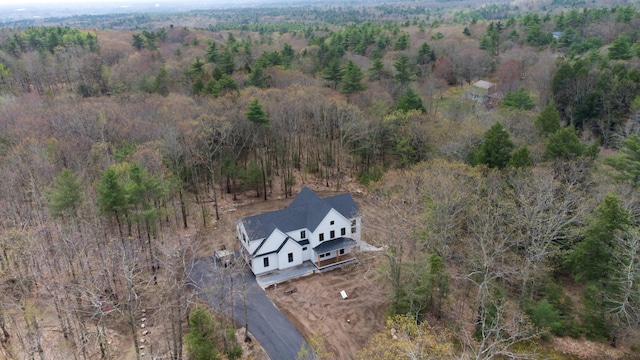 5 Red Oak Dr, Falmouth, ME 04105 - view from above of property with a heavily wooded area