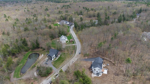 5 Red Oak Dr, Falmouth, ME 04105 - aerial view of property and surrounding area featuring a heavily wooded area