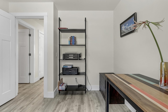 office space featuring light wood-type flooring