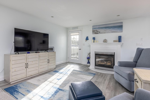 living room featuring light hardwood / wood-style floors