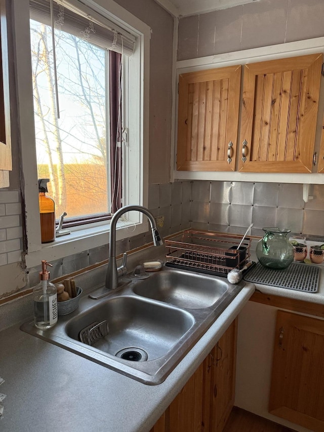 kitchen featuring sink and tasteful backsplash