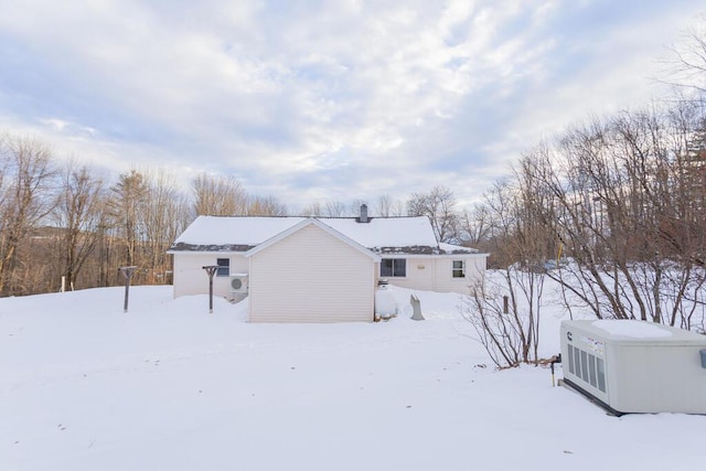 view of snow covered property