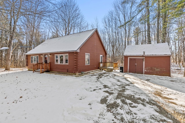 exterior space featuring a wooden deck