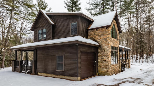 view of snow covered exterior