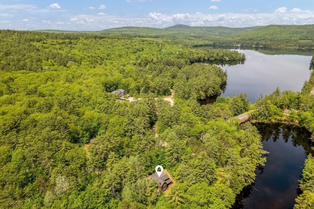 aerial view with a water and mountain view