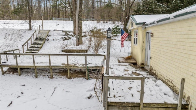 view of yard covered in snow